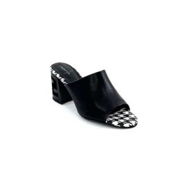 Elue Par Nous Metamorfose Rable Cuir Noir Blanc Mules