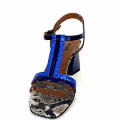 Ivoire0352 Ivoire K251 Vally Cuir Bleu Metallique Sandales