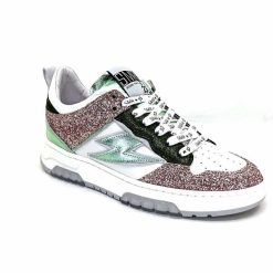 Semerdjian Semerdjian Smr Chita 11377 Cuir Blanc Glitter Rose Vert Baskets