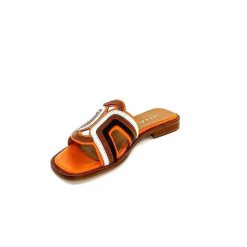 JHay Jhay 2305 Cuir Orange Marron Blanc Mules