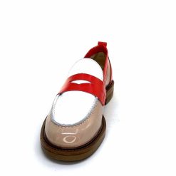 Ivoire0104a Ivoire A53115 Cuir Vernis Beige Blanc Corail Mocassins