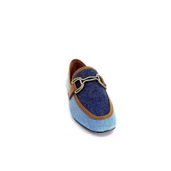 bibi lou - navima Bibi Lou 582 Cuir Marron Textile Denim Bleu Mocassins