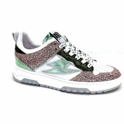 Semerdjian Semerdjian Smr Chita 11377 Cuir Blanc Glitter Rose Vert Baskets