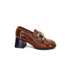 We Do Ivoire 11301A Cuir Vernis Marron Mocassins