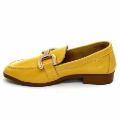 382-ivoire Ivoire 30303 Cuir Vernis Jaune Mocassins