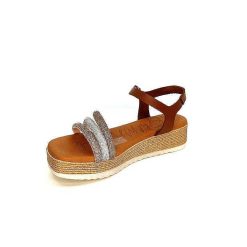 oh my sandals - innova footwear Ivoire 5434 Cuir Marron Strass Beige Plateformes