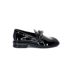 Ivoire0236a Ivoire 77502 Falconi Cuir Vernis Noir Mocassins