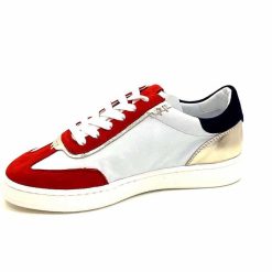 Donna Carolina Donna Carolina 51670 113 Cuir Blanc Daim Rouge Bleu Marine Baskets