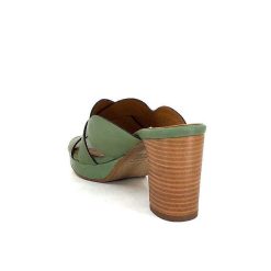 Ivoire0399a Ivoire 6080 Cuir Vert Olive Mules