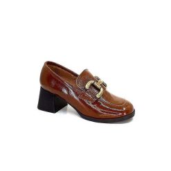 We Do Ivoire 11301A Cuir Vernis Marron Mocassins