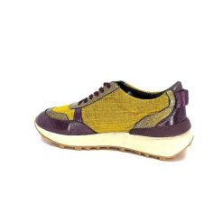 Requin Reqins Urania Mix Cuir Violet Textile Moutarde Baskets