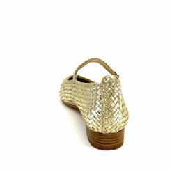 Ivoire0303 Ivoire 24776 Cuir Tresse Or Ballerines