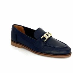 Ivoire0209b Ivoire 12779 Cuir Bleu Marine Mocassins