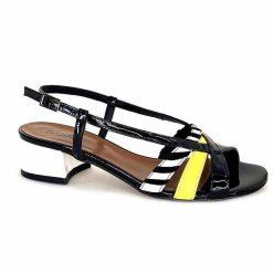 Ivoire0352 Ivoire K234 Jenny Cuir Vernis Noir Blanc Jaune Sandales