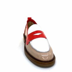 Ivoire0104a Ivoire A53115 Cuir Vernis Beige Blanc Corail Mocassins