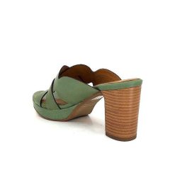 Ivoire0399a Ivoire 6080 Cuir Vert Olive Mules