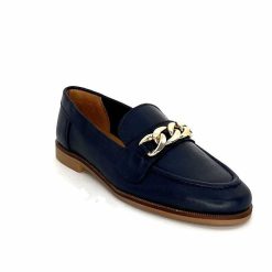 Ivoire0209b Ivoire 12779 Cuir Bleu Marine Mocassins