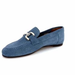 Ivoire0209b Ivoire 12807 Daim Bleu Jeans Mocassins