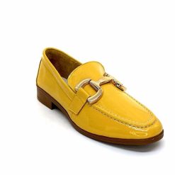 382-ivoire Ivoire 30303 Cuir Vernis Jaune Mocassins