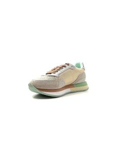 No Name No Name Mia Jogger Daim Textile Beige Pastel Vert Baskets