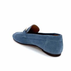 Ivoire0209b Ivoire 12807 Daim Bleu Jeans Mocassins