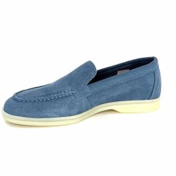 Ivoire0209b Ivoire 12851 Daim Bleu Mocassins