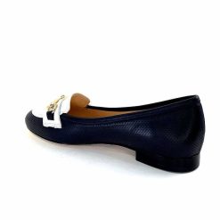 Ivoire0200 Ivoire 8002 For Cuir Bleu Marine Blanc Ballerines