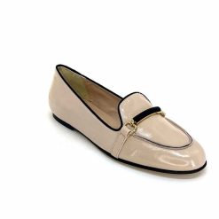 Ivoire0532 Ivoire G771-21 Cuir Vernis Creme Noir Ballerines