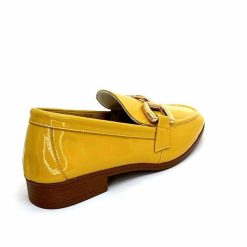 382-ivoire Ivoire 30303 Cuir Vernis Jaune Mocassins