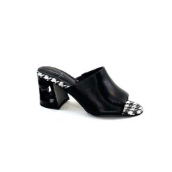 Elue Par Nous Metamorfose Rable Cuir Noir Blanc Mules