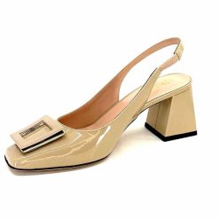 Evaluna Ivoire 6551 Cuir Vernis Beige Mesisa Escarpins