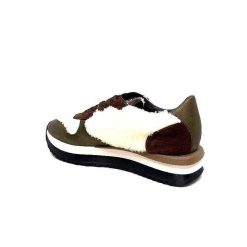 Requin Reqins Urielle Cuir Marron Textile Ecru Baskets