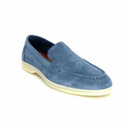 Ivoire0209b Ivoire 12851 Daim Bleu Mocassins