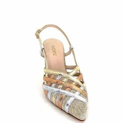 Ivoire0376 Ivoire 20906 Cuir Metallique Textile Beige Escarpins