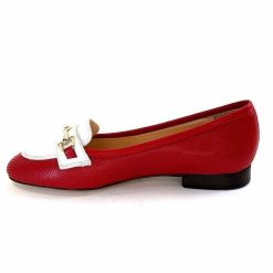 Ivoire0200 Ivoire 8002 For Cuir Rouge Blanc Ballerines