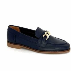 Ivoire0209b Ivoire 12779 Cuir Bleu Marine Mocassins