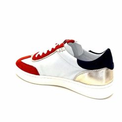 Donna Carolina Donna Carolina 51670 113 Cuir Blanc Daim Rouge Bleu Marine Baskets