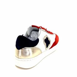 Donna Carolina Donna Carolina 51670 113 Cuir Blanc Daim Rouge Bleu Marine Baskets