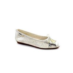 Requin Reqins Hello Cuir Blanc Dore Ballerines