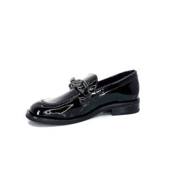 Ivoire0236a Ivoire 77502 Falconi Cuir Vernis Noir Mocassins