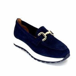 Ivoire0209b Ivoire 12875 Daim Bleu Marine Mocassins