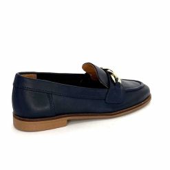 Ivoire0209b Ivoire 12779 Cuir Bleu Marine Mocassins