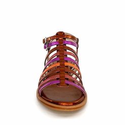 ivoire-395 Ivoire E10433 Neopolis Cuir Metal Orange Fuchsia Sandales