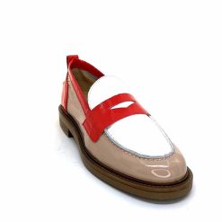 Ivoire0104a Ivoire A53115 Cuir Vernis Beige Blanc Corail Mocassins