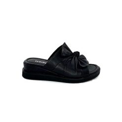 Ivoire-354 Ivoire 107911 Cuir Noir Mules