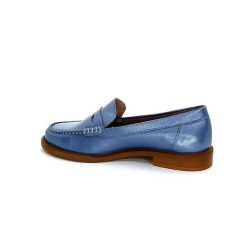 elisa lanci - lady shoes Ivoire Elsa N252 Cuir Bleu Nacre Mocassins