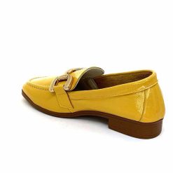 382-ivoire Ivoire 30303 Cuir Vernis Jaune Mocassins