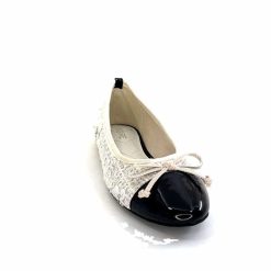 Ivoire0317a Ivoire 2204108 Textile Blanc Vernis Noir Ballerines