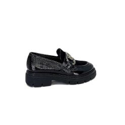 Ivoire0104a Ivoire 52195 Cuir Noir Daim Noir Mocassins