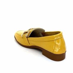 382-ivoire Ivoire 30303 Cuir Vernis Jaune Mocassins